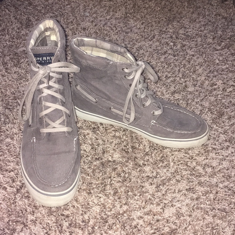 Sperry Top Sider Grey Corduroy Lace Up Boots